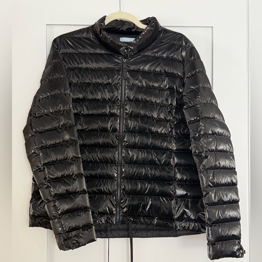 ANTONIO MELANI Glossy Black Puffer Coat
